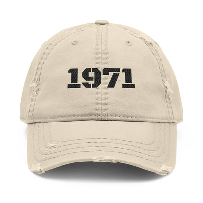 Distressed Embroidered Dad Hat, Vintage Wear, Casual Style, Gift for Dads, 1971 Cap, Father's Day Hat - TRV