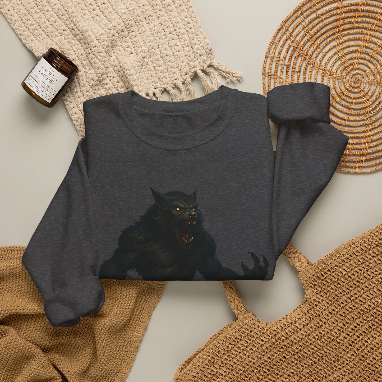 Fierce Werewolf Graphic Sweatshirt, Cozy Unisex Crewneck, Perfect for Casual Outfits, Halloween Apparel, Everyday Wear