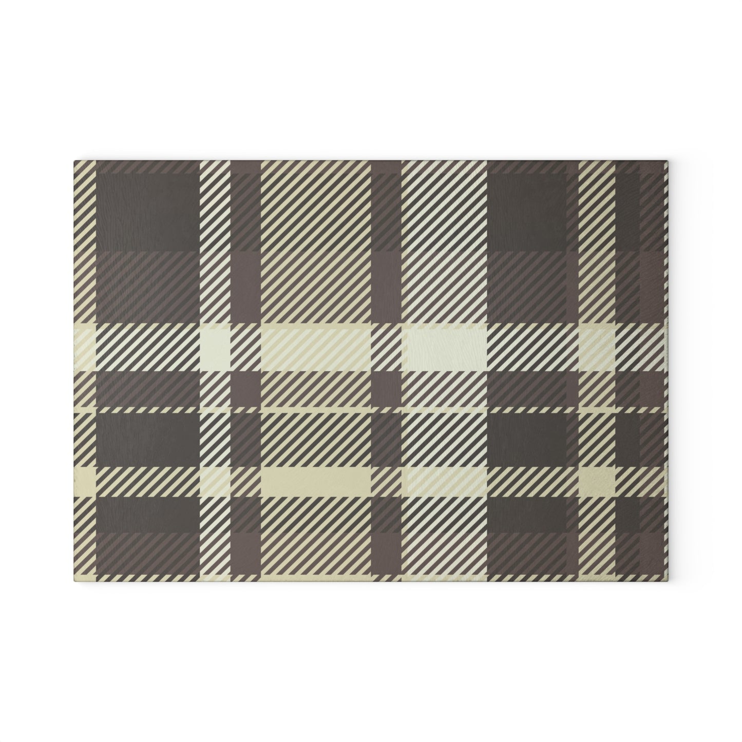 Plaid Glass Cutting Board — Neutral Buffalo Check Kitchen Board