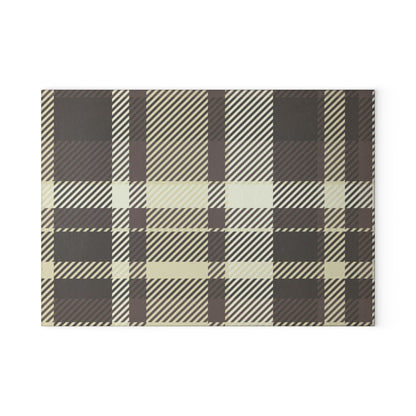 Plaid Glass Cutting Board — Neutral Buffalo Check Kitchen Board