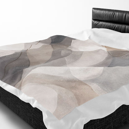 Neutral Abstract Watercolor Blanket | Modern Geometric Waves Throw