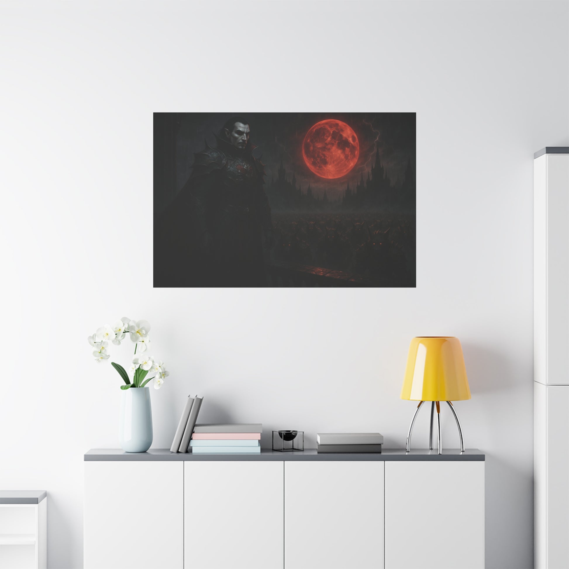 Dracula Canvas Art: Gothic Vampire with Blood Moon, Fantasy Wall Decor, Dark Aesthetic Print, Horror Art, Halloween, Gothic Home Decor - TRV