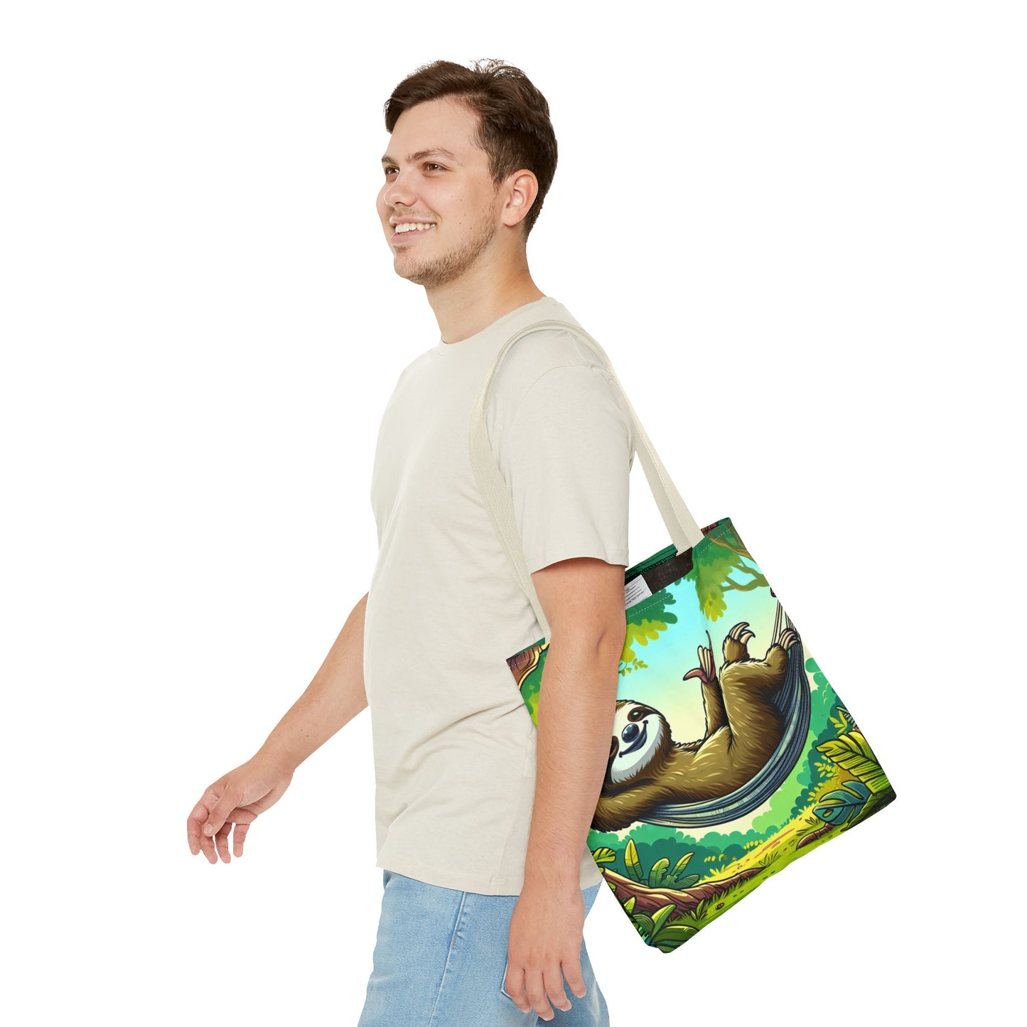 Relaxed Sloth Tote Bag, Cute Eco-Friendly Bag, Gift for Animal Lovers, Beach Bag, Reusable Shopping Tote - TRV