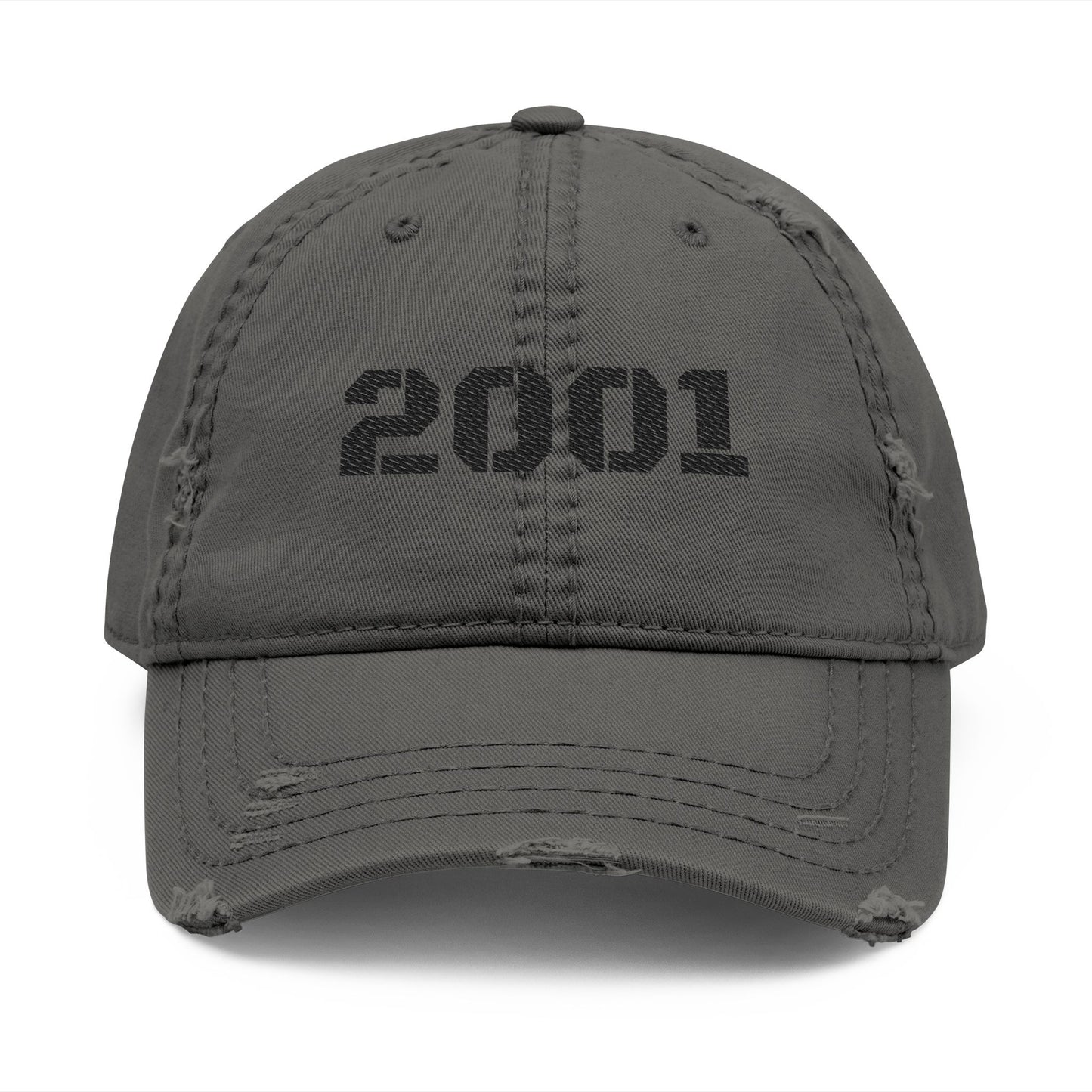Distressed Dad Hat with 2001 Embroidery, Vintage Cap for Men, Trendy Gift for Dads, Casual Wear, Unisex Baseball Hat - TRV