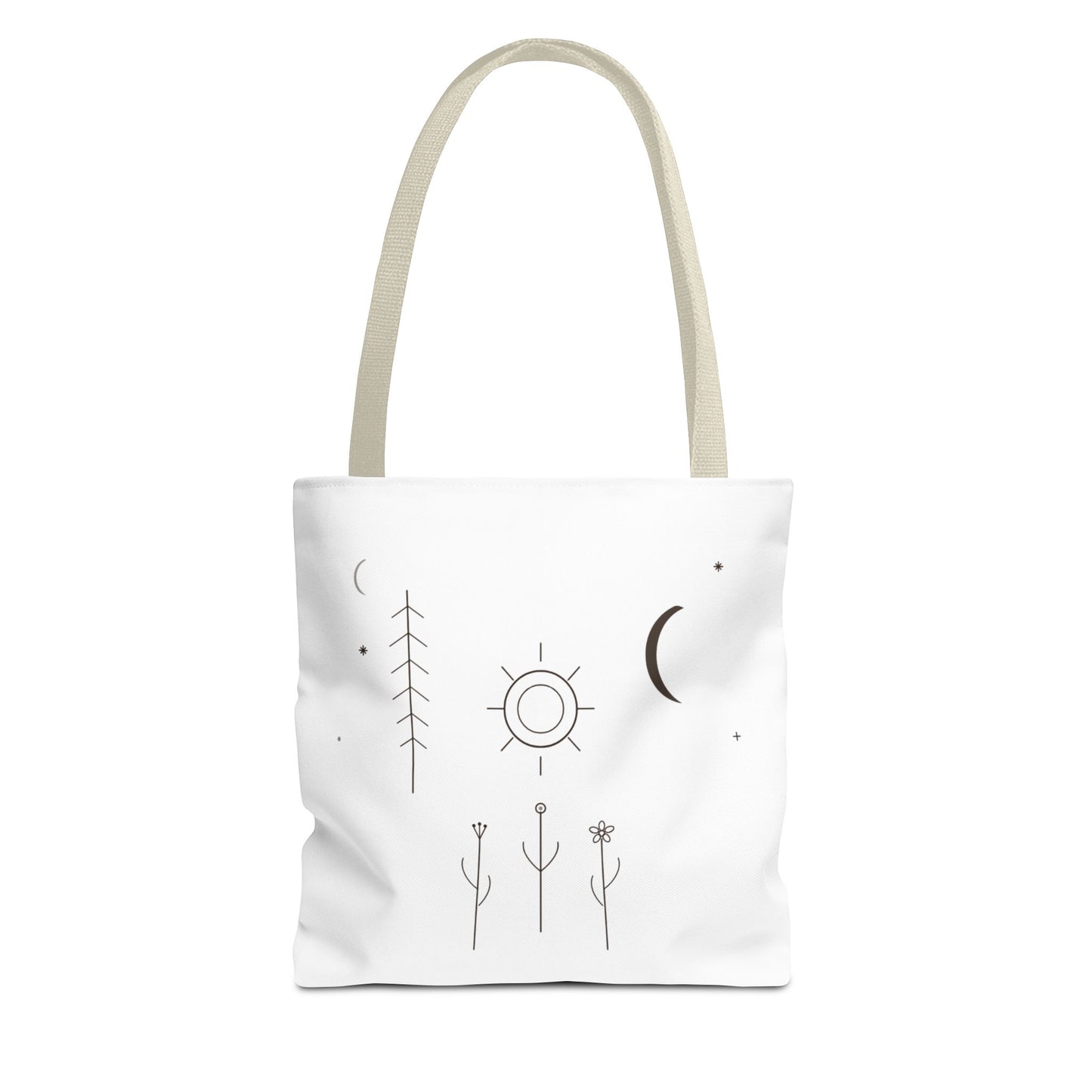 Minimal Moon and Sun Botanical Tote | Celestial Line Art Bag