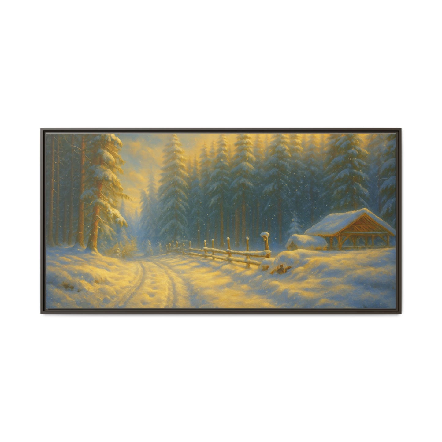 Wall Art Print, Winter Cabin Decor, Nature Scene, Holiday Gift, Cabin Vibes, Christmas Decoration, Matte Canvas, Framed - TRV