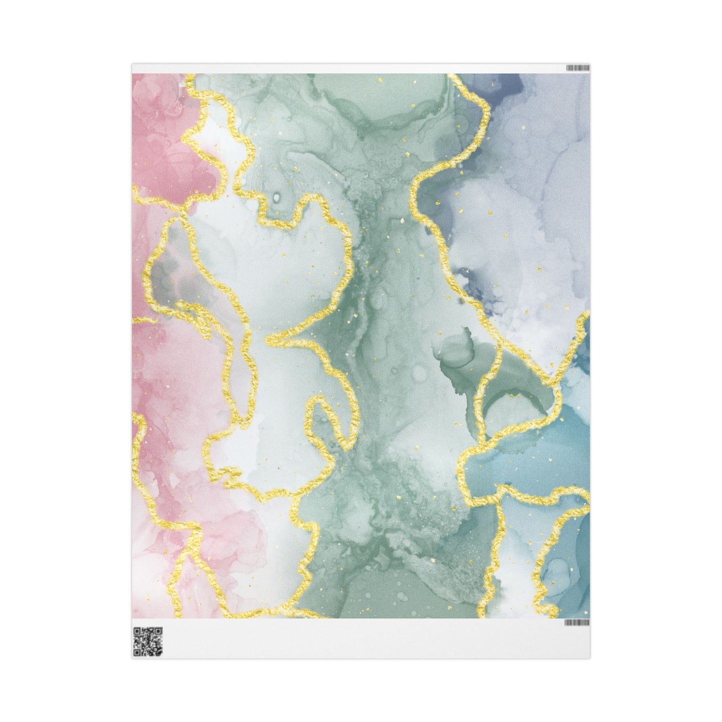 Marble Swirl Wrapping Paper Roll — Pink, Green & Gold Abstract Gift Wrap