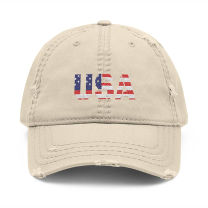 Embroidered Distressed Dad Hat, Vintage Style USA Casual Cap, Unisex Gift for Dad, USA Pride Hat for Holidays - TRV