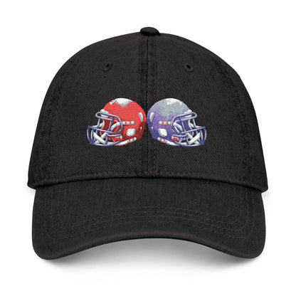 Football-Themed Denim Hat with Embroidery, Perfect Gift for Sports Lovers, Casual Wear, Game Day Accessories, Embroidered Cap