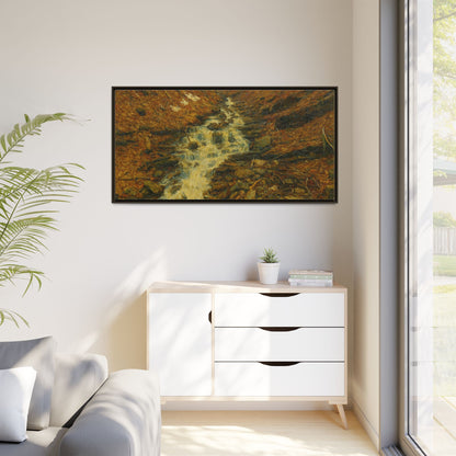 Serene Abstract Nature Canvas Art, Framed Wall Decor, Rustic Home Accent, Earthy Tone Artwork, Tranquil River Scene - TRV
