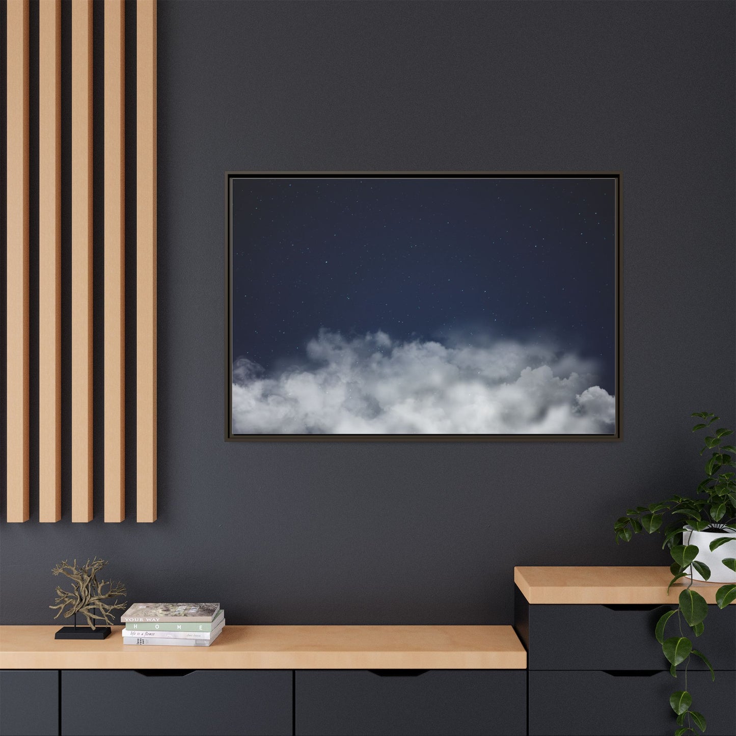 Night Sky Clouds Matte Canvas Framed | Starry Wall Art - TRV