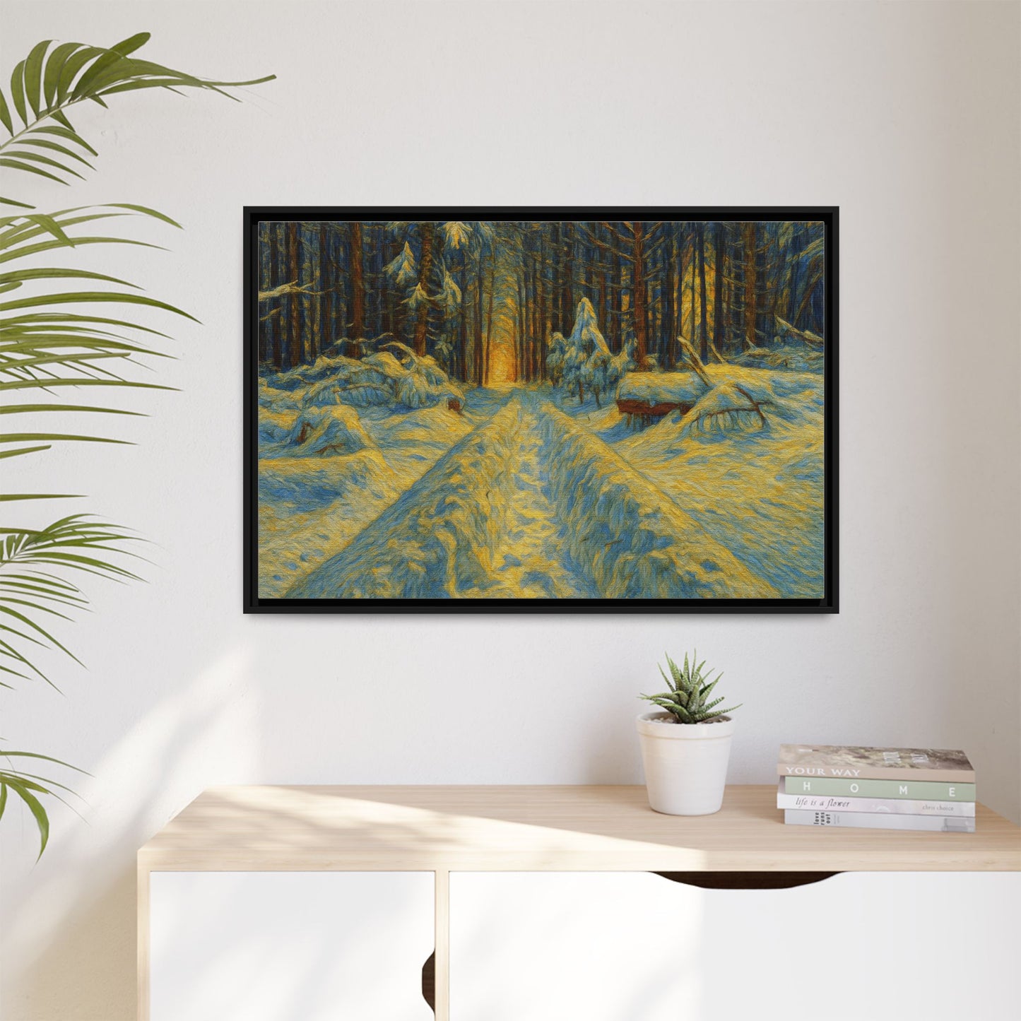 Canvas Art, Winter Landscape Wall Decor, Nature Lovers Gift, Seasonal Decor, Holiday Wall Art, Cozy Home Decoration, Framed Matte Canvas - TRV