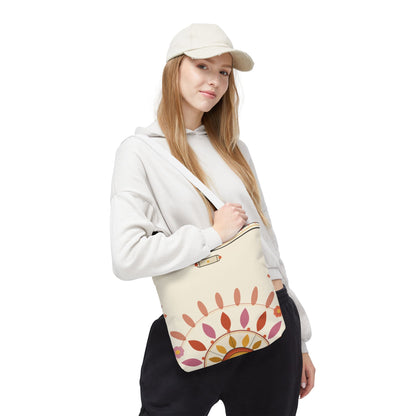 Boho Floral Mandala Tote Bag | Pastel Sunburst Pattern