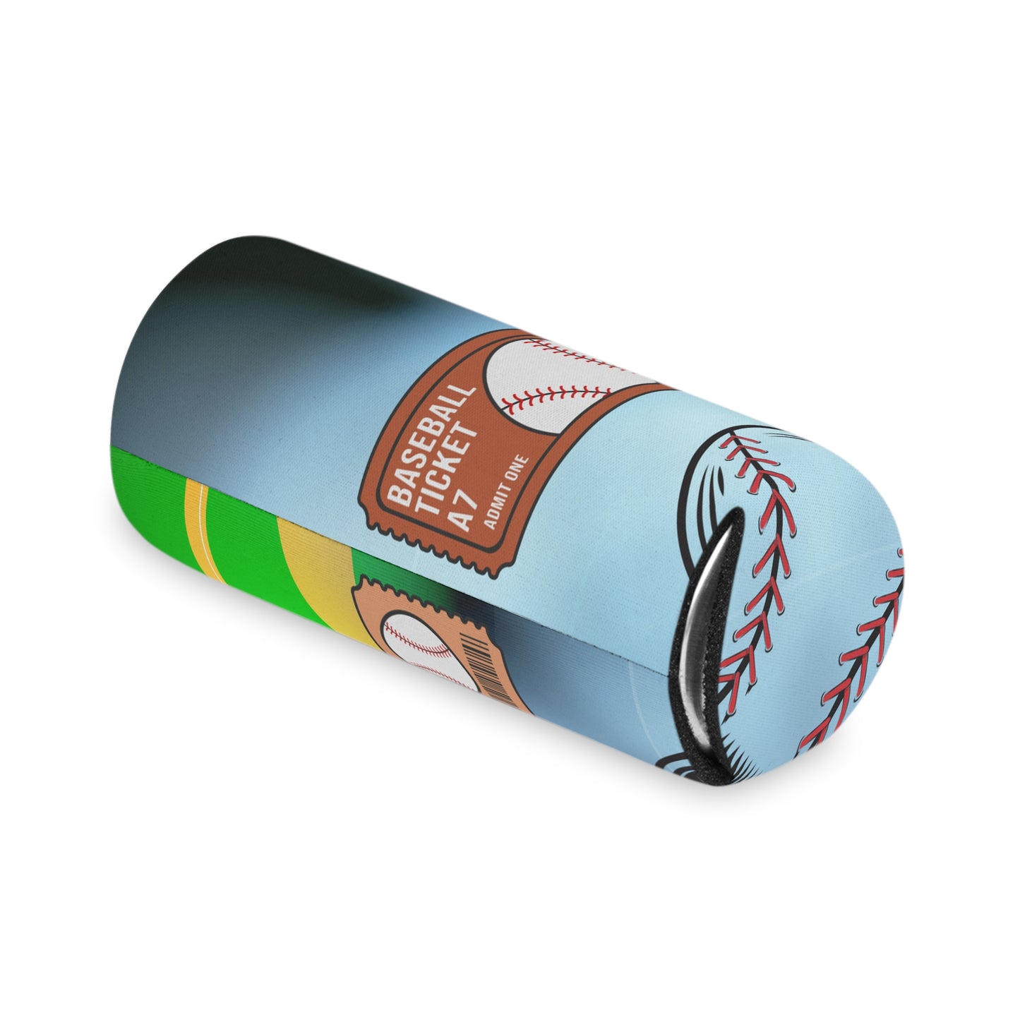 Baseball Ticket Can Cooler, Fun Drink Sleeve for Tailgates, Sports Events, Unique Gift for Fans, Outdoor BBQ, Summer Parties