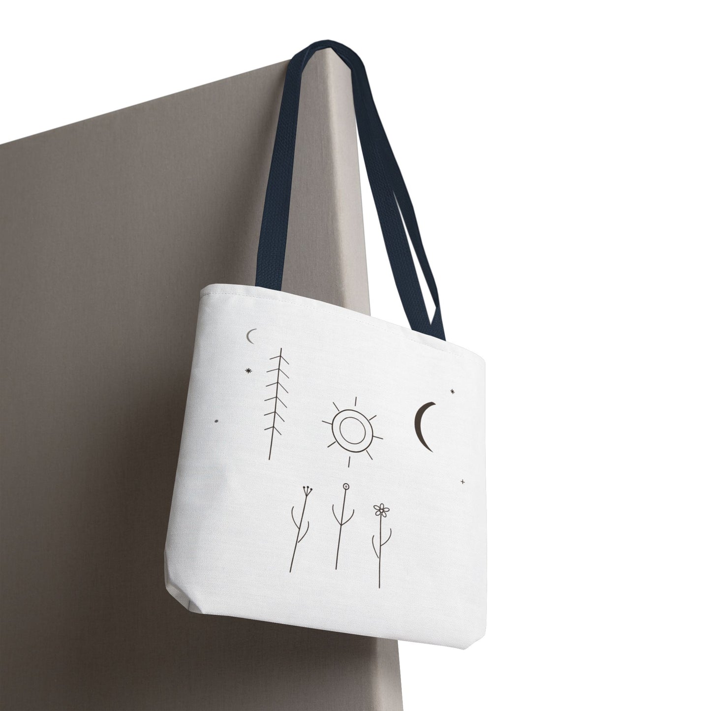 Minimal Moon and Sun Botanical Tote | Celestial Line Art Bag