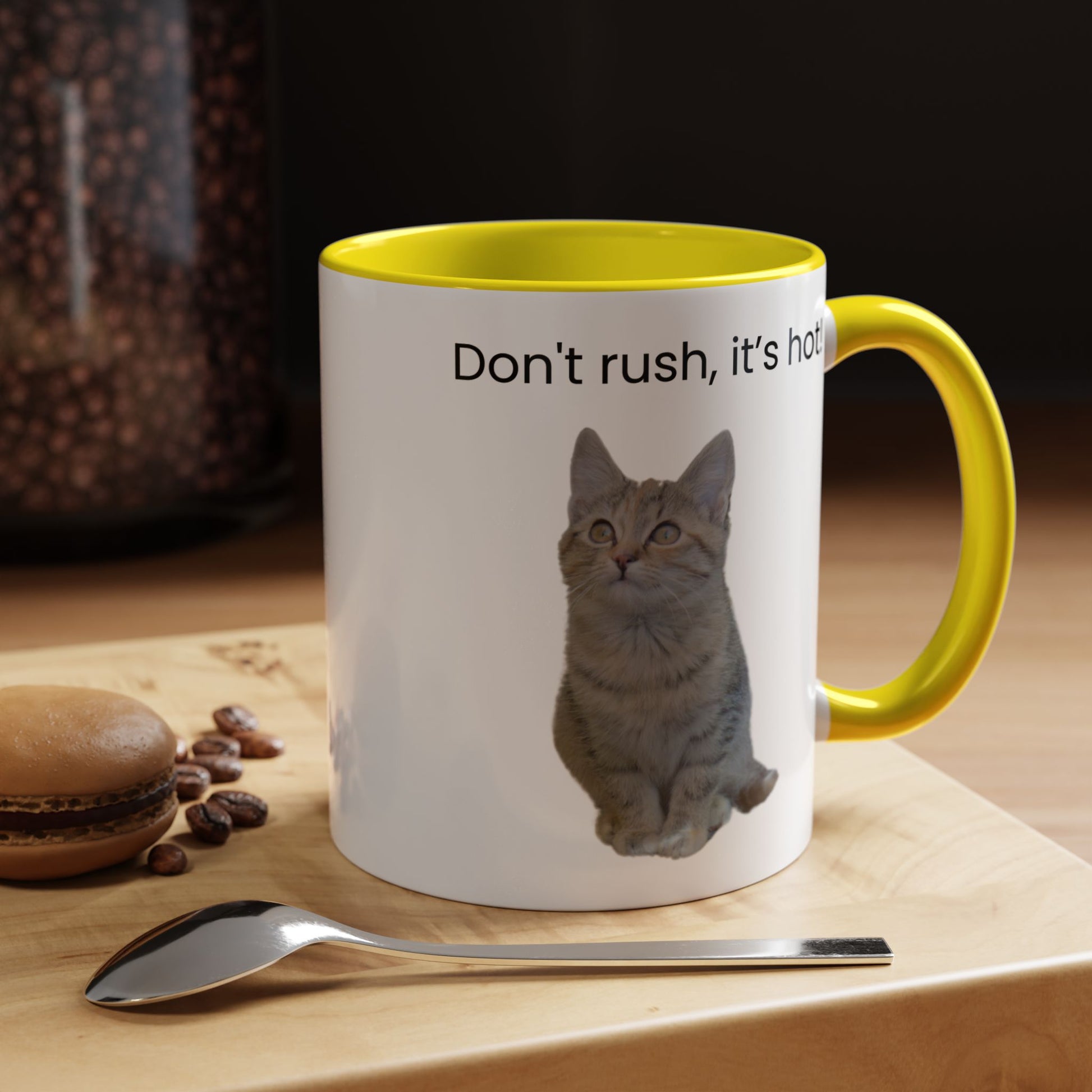 Cute Cat Coffee Mug - "Don't Rush, It's Hot!" - TRV