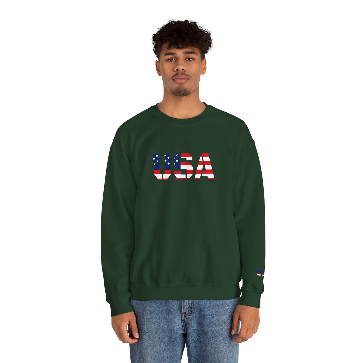 USA Flag Unisex Crewneck Sweatshirt, Cozy Apparel, Casual Wear, Independence Day Gift, Americana Style