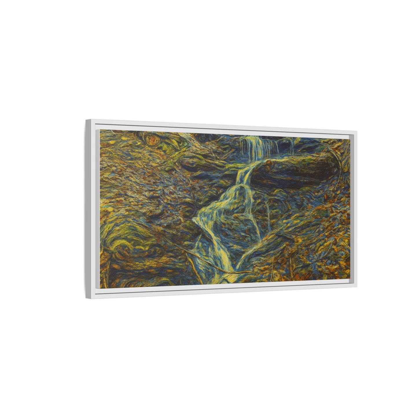 Van Gogh Style Framed Matte Canvas Art Print - Nature-Inspired Wall Decor, Abstract Waterfall Artwork, Home Office Decoration - TRV