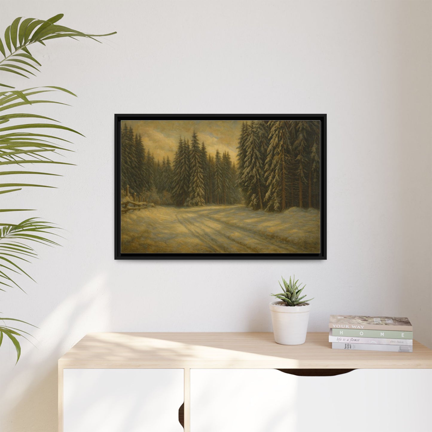 Framed Matte Canvas Wall Art - Serene Forest Landscape, Living Room Decor, Nature Print, Home Aesthetic, Gift for Nature Lovers, Wall [...] - TRV