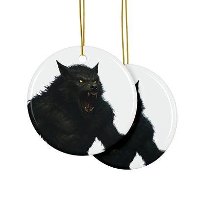 Ceramic Ornament - Fierce Werewolf Design, Perfect for Halloween, Spooky Decor, Unique Gifts, 2-Side Print