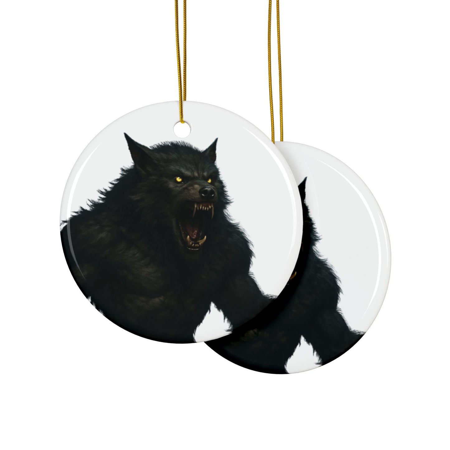 Ceramic Ornament - Fierce Werewolf Design, Perfect for Halloween, Spooky Decor, Unique Gifts, 2-Side Print