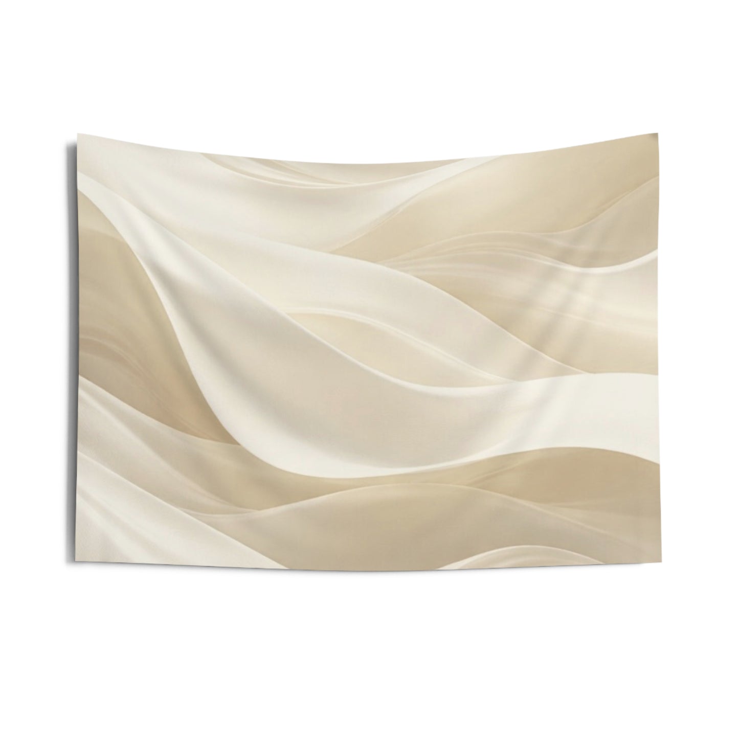 Neutral Wave Abstract Indoor Wall Tapestry | Beige Flowing Fabric Design