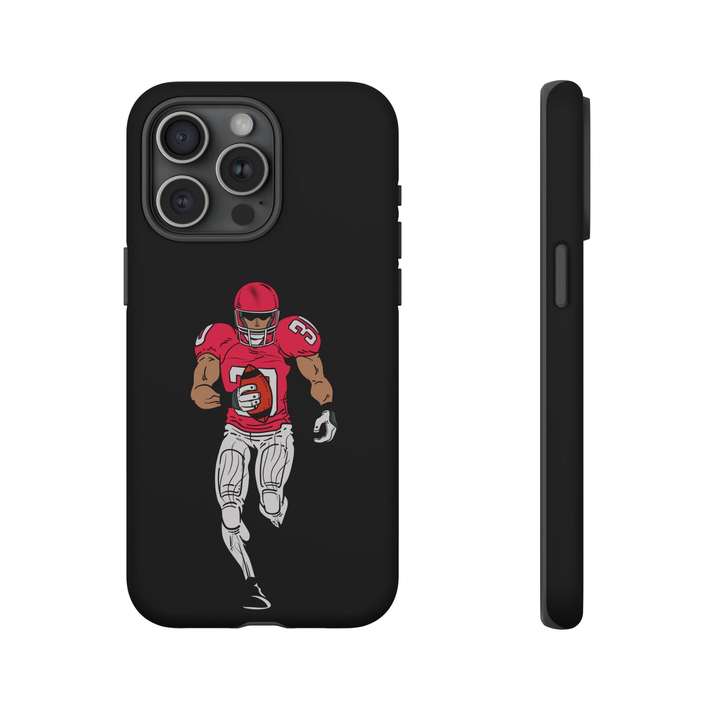 Football Player Tough Phone Case – Protective Black Sports iPhone Case