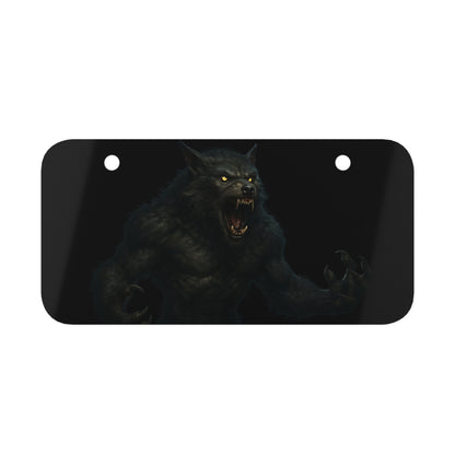 Werewolf-Themed Mini License Plate, Unique Decor, Car Accessory, Gift for Wolf Lovers, Rustic Home Decor, Halloween Decor - TRV