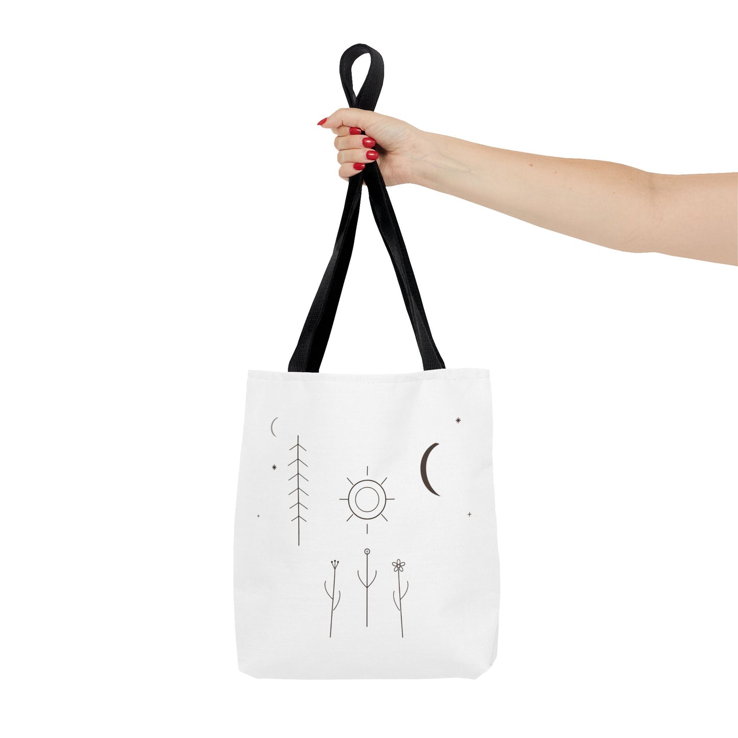 Minimal Moon and Sun Botanical Tote | Celestial Line Art Bag