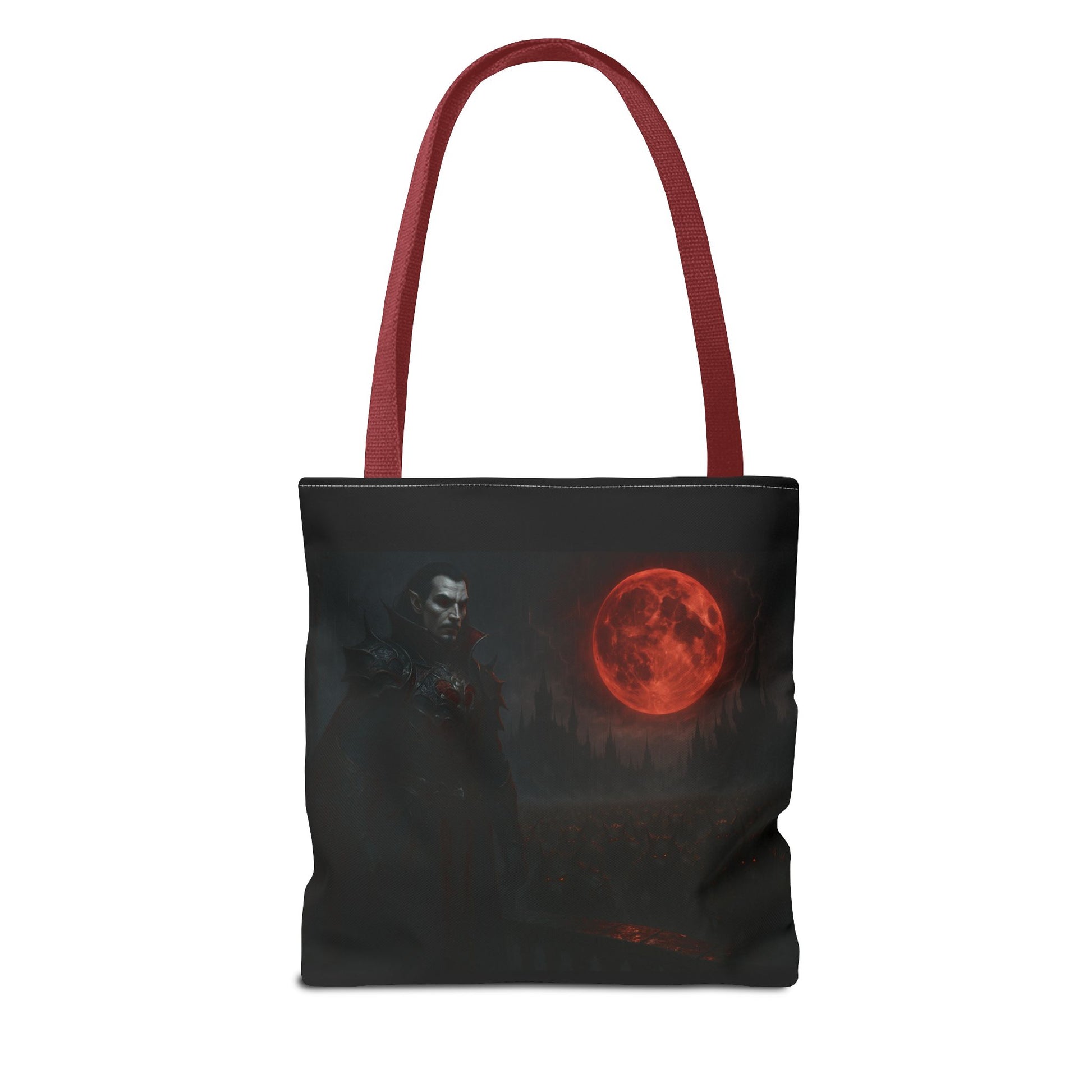 Gothic Tote Bag: Dark Moonlit Night Scene With Dracula, Vampire Art, Halloween Accessory, Gothic Gift, Boho Style - TRV