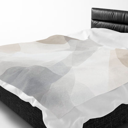 Neutral Abstract Shapes Velveteen Plush Blanket | Minimal Geometric Throw