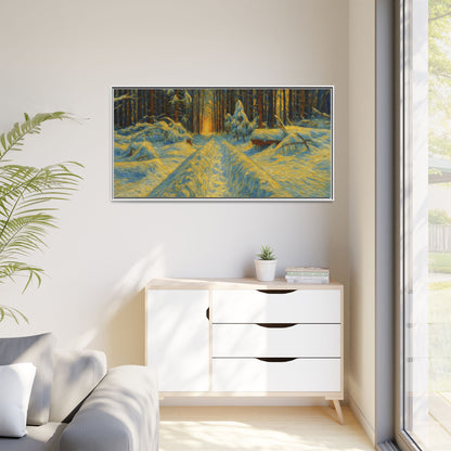 Canvas Art, Winter Landscape Wall Decor, Nature Lovers Gift, Seasonal Decor, Holiday Wall Art, Cozy Home Decoration, Framed Matte Canvas - TRV