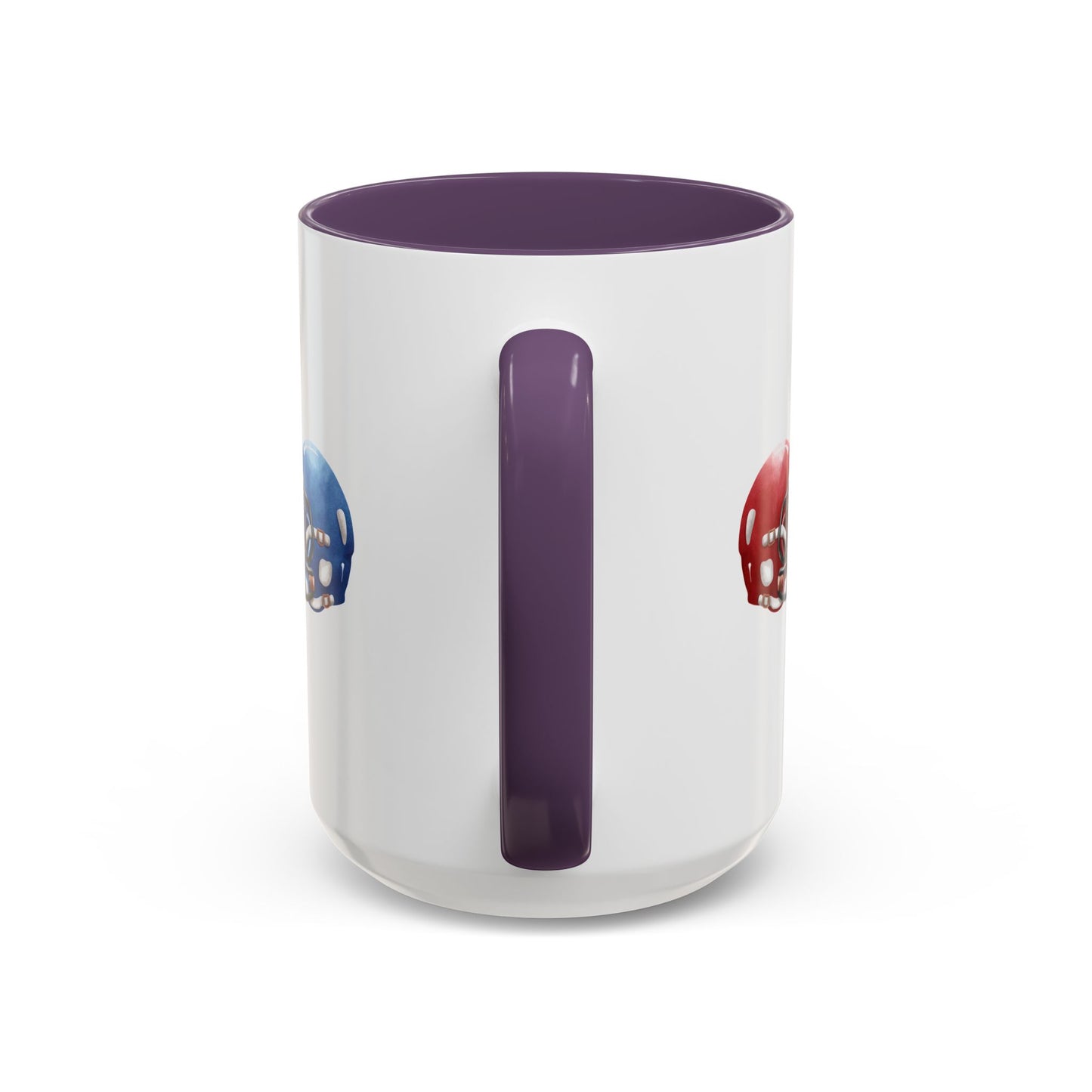 Football Helmet Coffee Mug — Red vs Blue Rivalry Accent Mug (11/15oz)