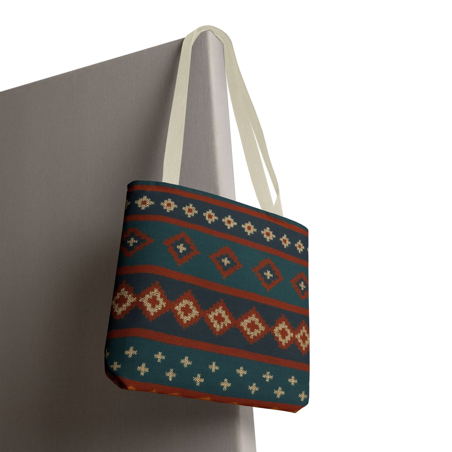 Southwestern Diamond Pattern Tote Bag | Aztec Tribal Geometric Print - TRV