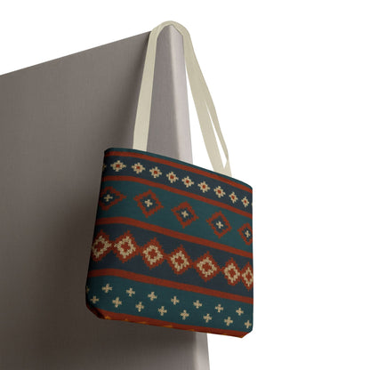 Southwestern Diamond Pattern Tote Bag | Aztec Tribal Geometric Print - TRV