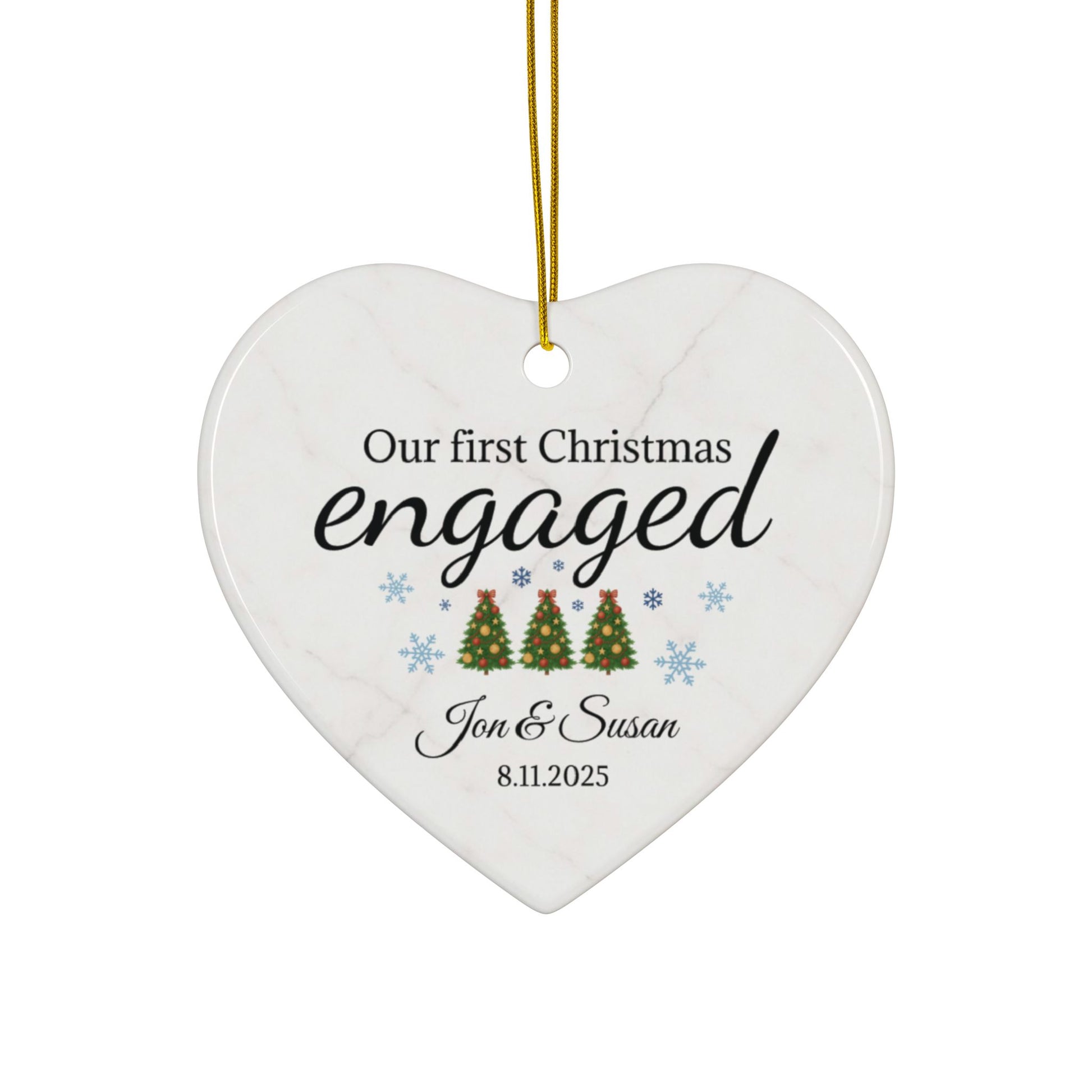 Our First Christmas Engaged heart ornament | Ceramic Christmas ornament - TRV
