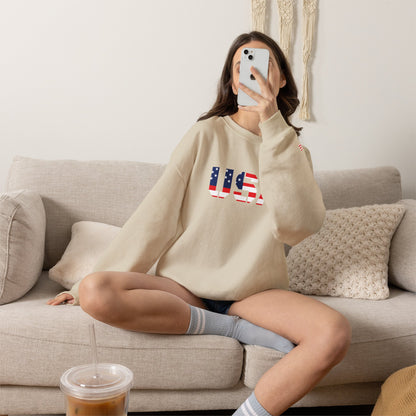 USA Flag Unisex Crewneck Sweatshirt, Cozy Apparel, Casual Wear, Independence Day Gift, Americana Style