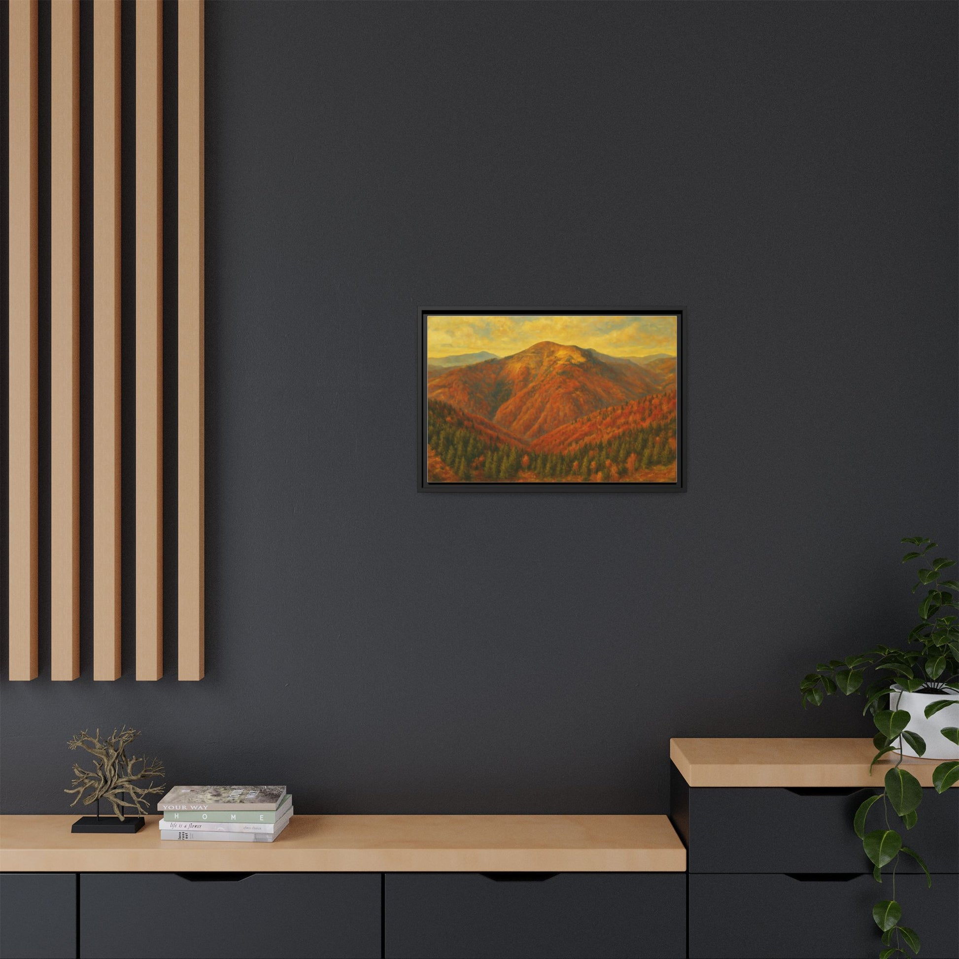 Autumn Landscape Wall Art, Cozy Home Decor, Nature Print, Framed Canvas, Fall Decorations, Gift Idea for Art Lovers - TRV