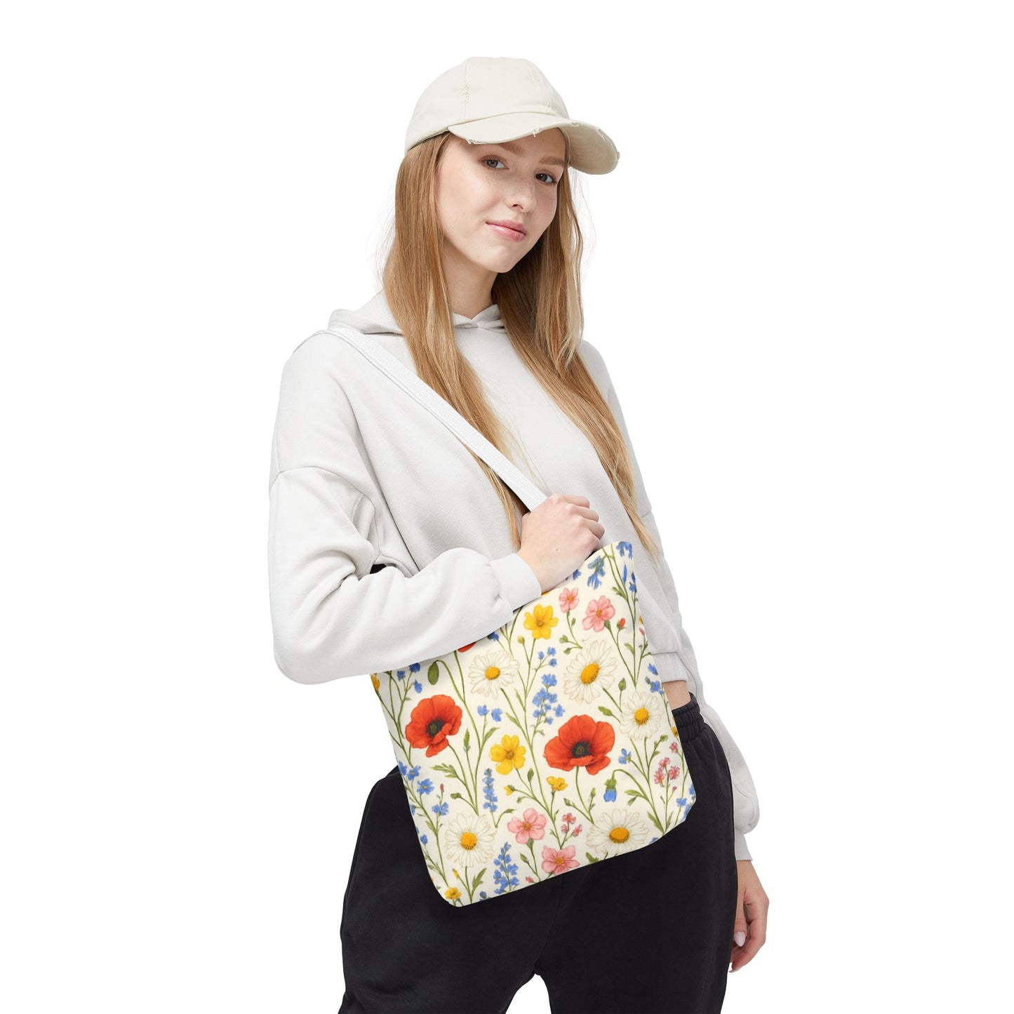 Wildflower Poppy Print Tote Bag | Floral All-Over Pattern