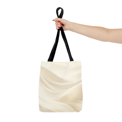 Cream Abstract Waves Tote Bag | Neutral Swirl Pattern