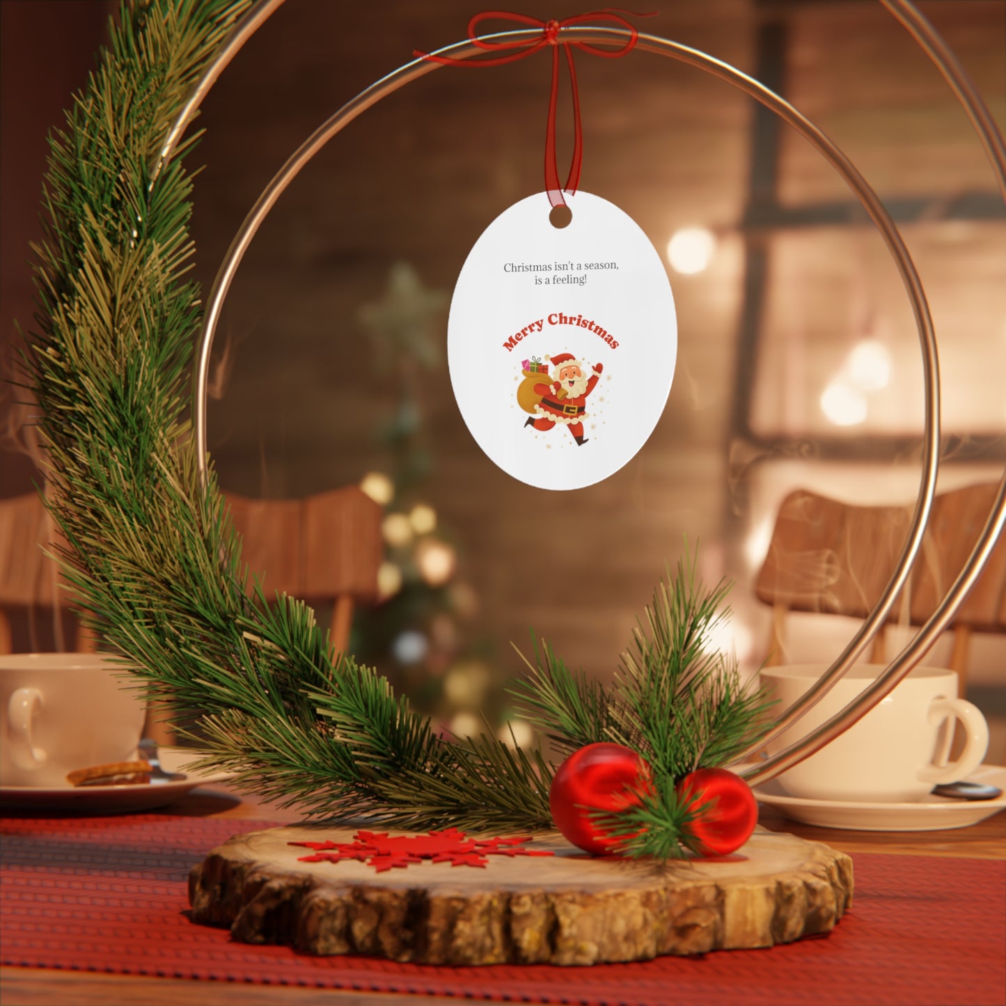 Merry Christmas Santa with Sack metal ornament | Bell shaped holiday decoration