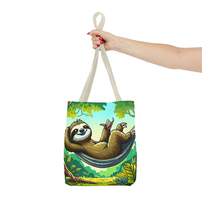 Relaxed Sloth Tote Bag, Cute Eco-Friendly Bag, Gift for Animal Lovers, Beach Bag, Reusable Shopping Tote - TRV