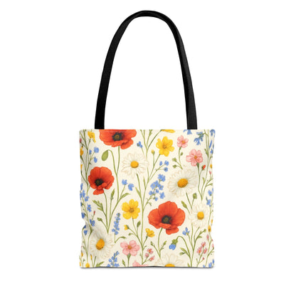 Wildflower Poppy Print Tote Bag | Floral All-Over Pattern