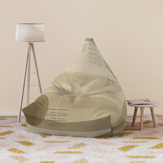 Abstract Neutral Tan Geometric Bean Bag Chair Cover | Modern Desert Tones - TRV