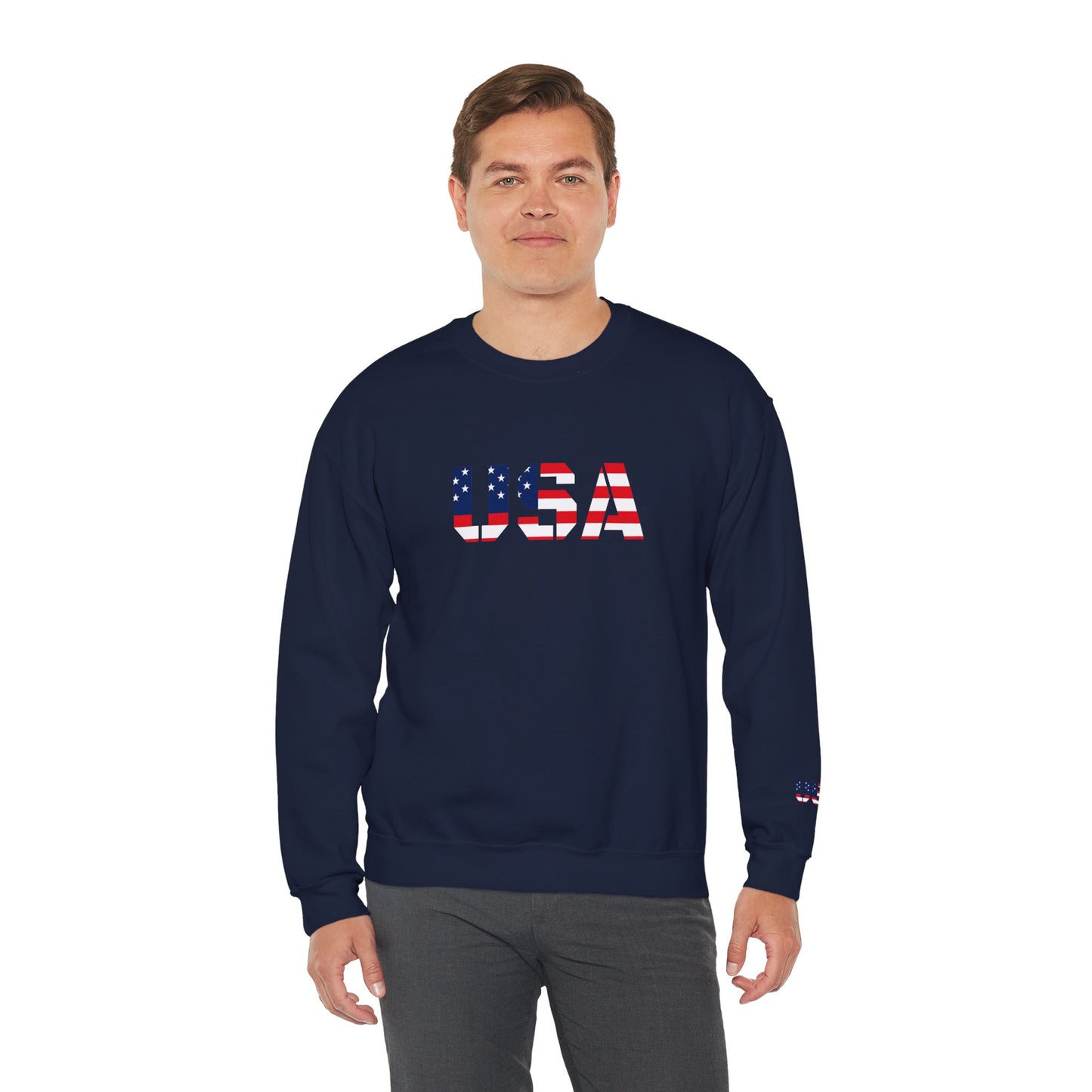 USA Flag Unisex Crewneck Sweatshirt, Cozy Apparel, Casual Wear, Independence Day Gift, Americana Style
