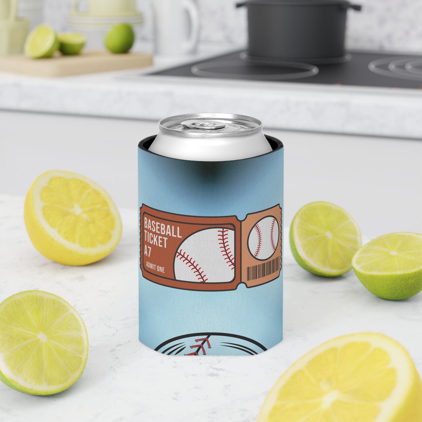 Baseball Ticket Can Cooler, Fun Drink Sleeve for Tailgates, Sports Events, Unique Gift for Fans, Outdoor BBQ, Summer Parties