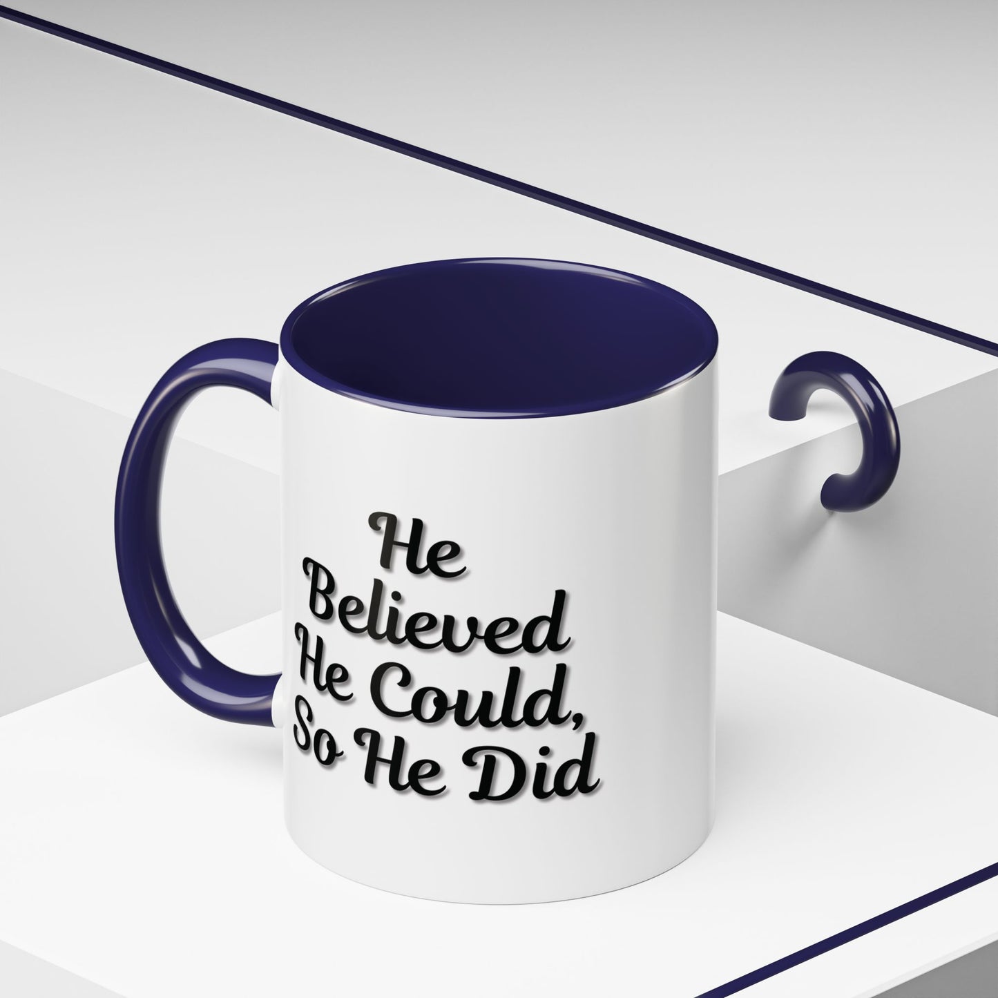Motivational Accent Mug - 'He Believed He Could, So He Did' - Inspirational Coffee Cup, Gift for Him, Gift for Her, Office Decor, Positive