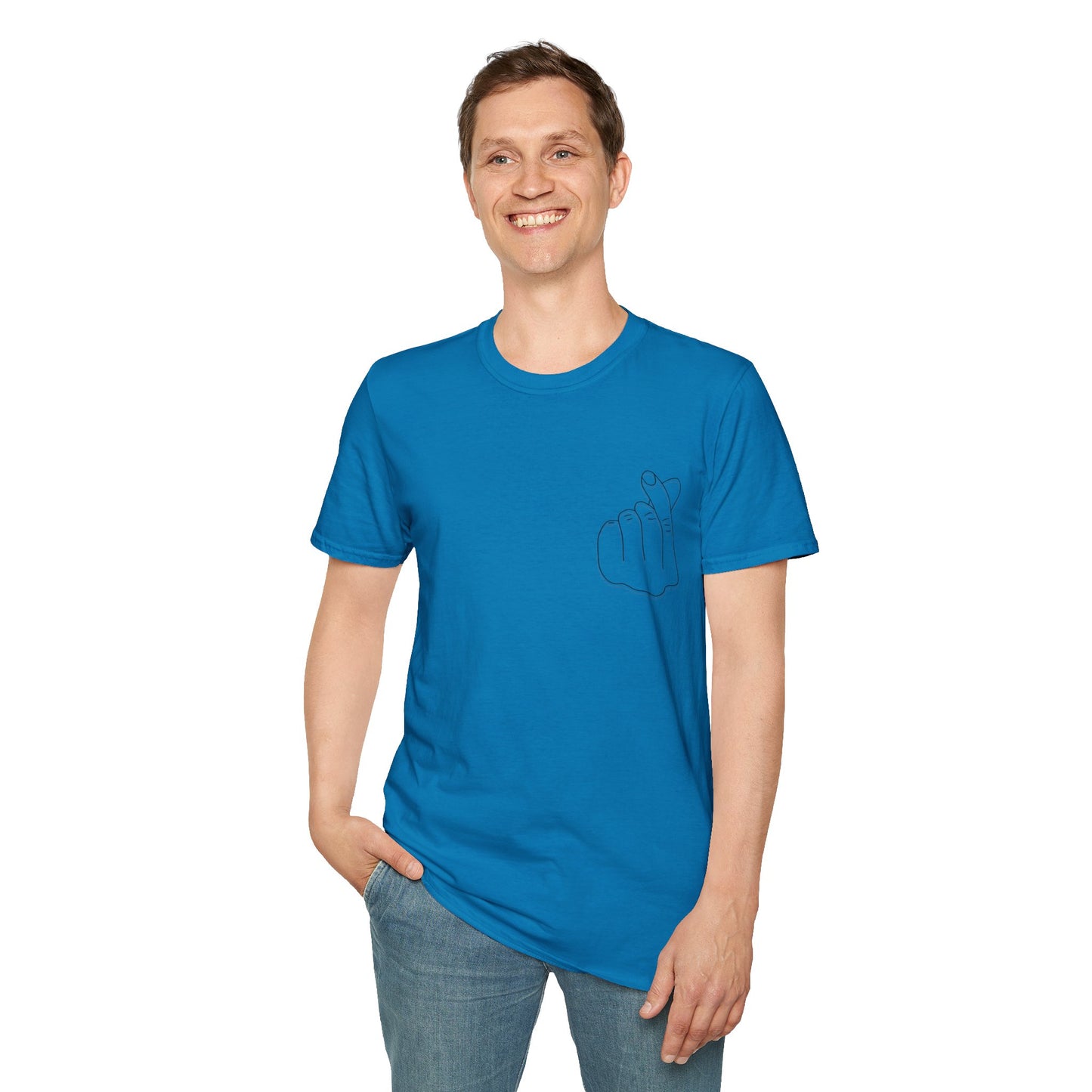 Trendy Unisex Softstyle T-Shirt with Love Hand Gesture Design