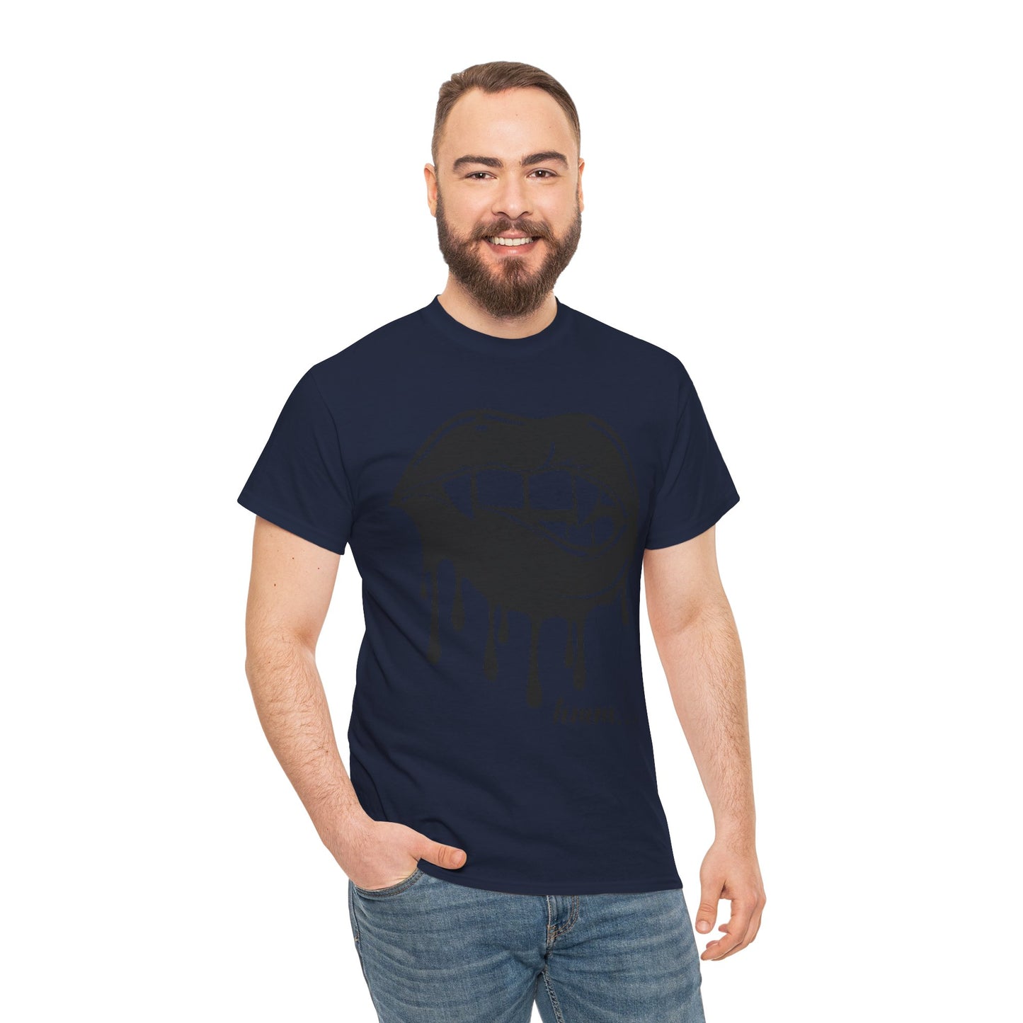 Edgy Graphic Tee - Dripping Lips Design - Unisex Heavy Cotton Tee