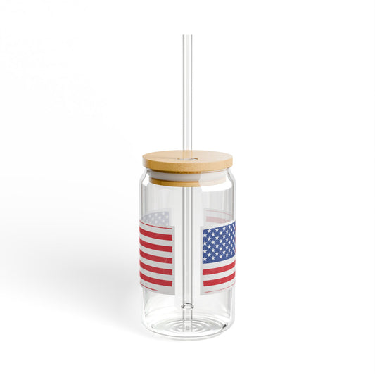 Patriotic 16oz Sipper Glass with Straw, Perfect for BBQs, 4th of July, Gifts, Everyday Use, Summer Parties - TRV